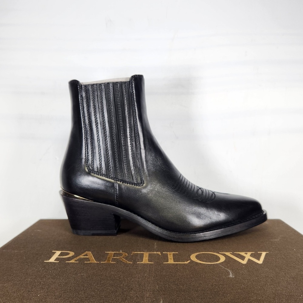 Partlow Loulou Nappa Boots Women Size 8.5 Nero Black Leather Western Ankle Boot